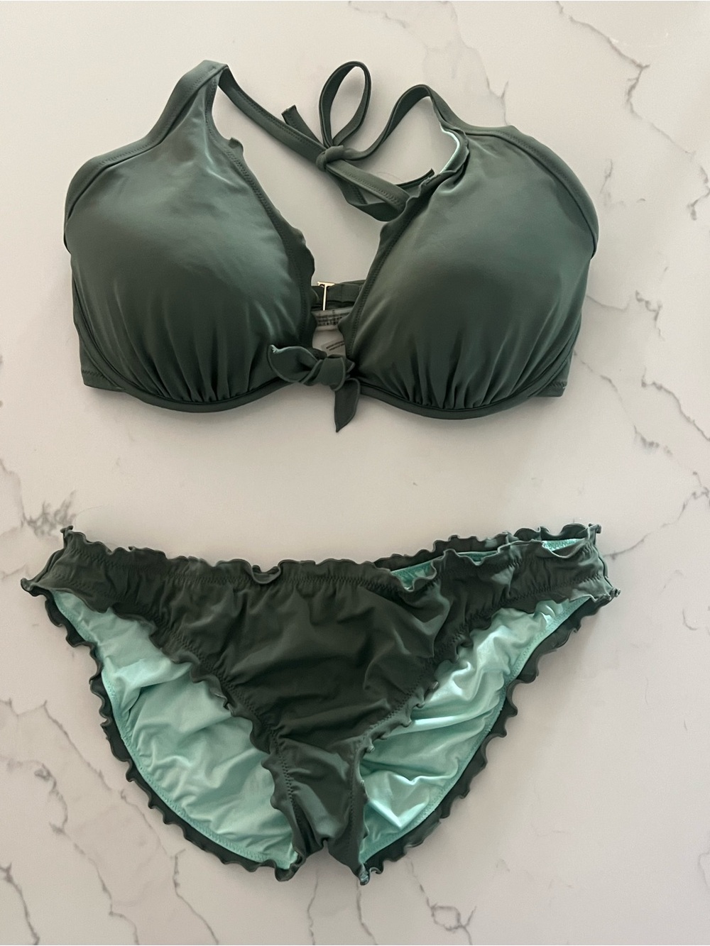 Victoria's Secret Green and Mint Bikini Top